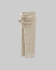 ROVENTE Crochet Maxi Skirt with Rosette Detail and Side Slit - PINKPARKS