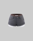 WARDEN EDGE Layered Tailored Shorts With Plaid Detail and Contrast Hem