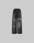 ROVENTE Distressed Washed Wide-Leg Denim Pants