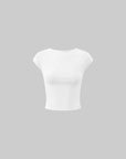 ROVENTE Backless Cap Sleeve Fitted Tee - PINKPARKS