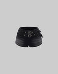 Rase le sol Double-Belt Low-Rise Denim Shorts