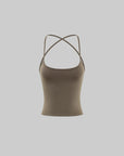 0122stepll Cross Back Lace-Up Camisole