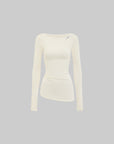 WARDEN EDGE Off-Shoulder Ribbed T-Shirt