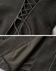 DOINDULGE Deconstructed Stand-Collar Paneled Trench Coat