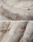 DOINDULGE Faux Fur-Panel Textured Jacket