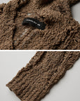 DOINDULGE Distressed Textured Hooded Knit Pullover