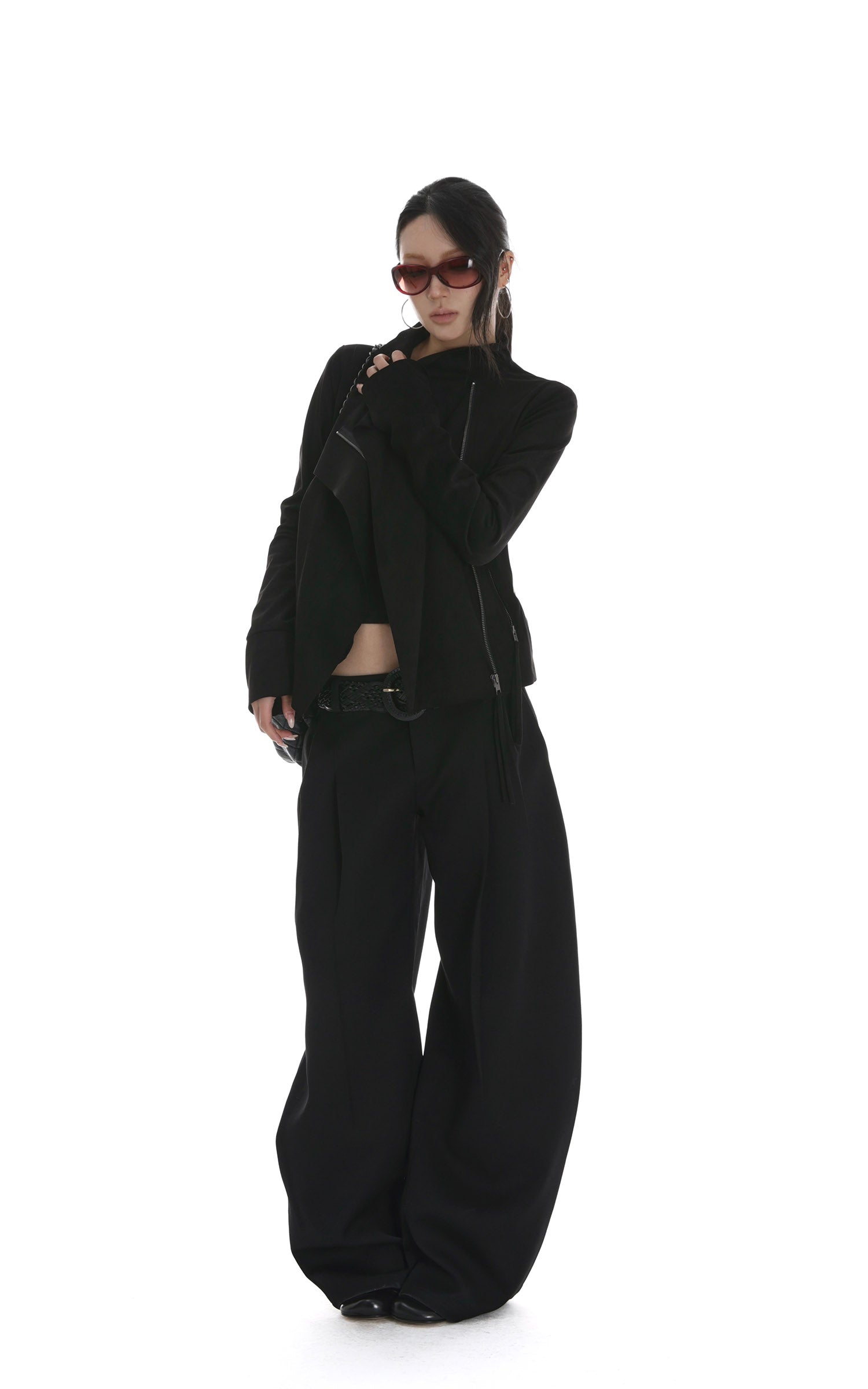 IAMXIAA Cropped Moto Jacket with Asymmetric Zip