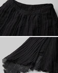 DOINDULGE Hand-Braided Belt Crinkled Maxi Skirt