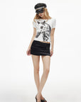 IAMXIAA Studded Low-Rise Faux Leather Mini Skirt with Side Stud Panel