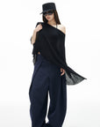 IAMXIAA Haut poncho drapé à côtes transparent