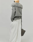 0122stepll Plush Wool Collar Belted Knit Jacket