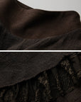 DOINDULGE Layered Asymmetric Skirt with Braided Belt and Fur Accent