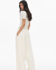 0122stepll Ensemble trois pièces : veste zippée en polaire, t-shirt ajusté et pantalon large