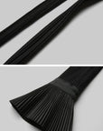 DOINDULGE Pleated Collar Flared Sleeve Ribbed Long Sleeve T-Shirt