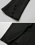 DOINDULGE Pleated Panel Braided Waist Long Sleeve Sculptural Maxi Dress