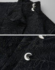 DOINDULGE High-Neck Textured Jacket with Crescent Button Detail