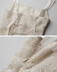 DOINDULGE Antique Lace Corset Camisole Raw Edge Asymmetric Hem Top
