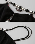 DOINDULGE Reversible Beaded Keyhole Camisole Bell Pendant Crop Top