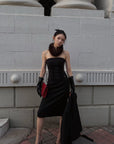 Hydrae Robe midi bustier inspirée du corset avec détails lacés brodés