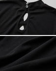 DOINDULGE Mock Neck Keyhole Fitted T-Shirt