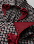 DOINDULGE Checked Rose Detail Loose Shirt