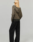 0122stepll Leopard Jacquard Hooded Knit Zip-Up Jacket