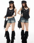 IAMXIAA Low Rise Vintage Wash Micro Denim Shorts