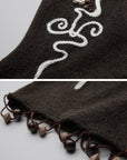 DOINDULGE V-Neck Halter Embroidered Knit Top