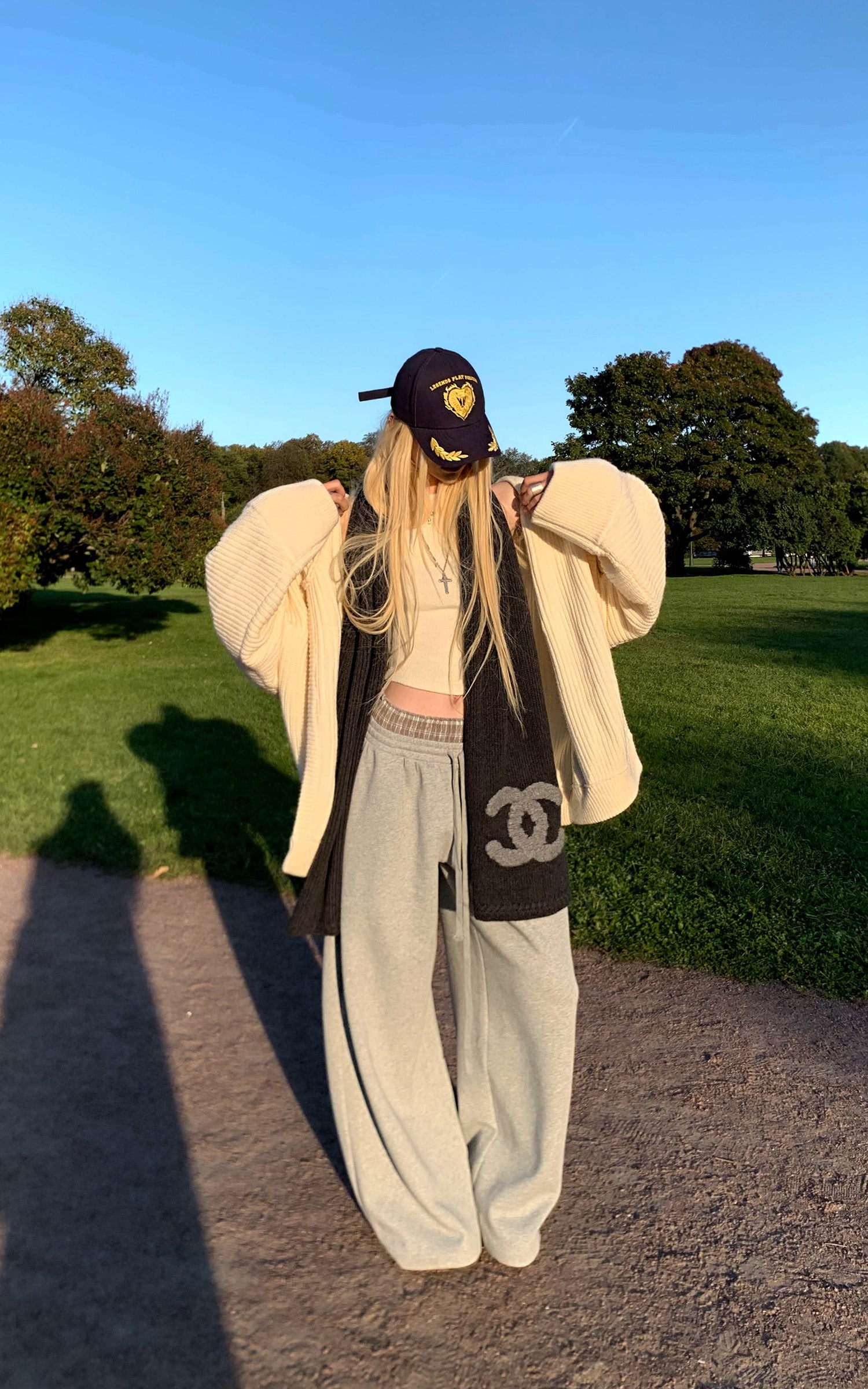 Rase le sol Loose Silhouette Knit Hoodie Cardigan With Lettered Back Detail