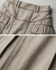 DOINDULGE Herringbone Pleated Maxi Skirt