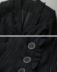DOINDULGE Structured Pinstripe Tailored Gothic Maxi Dress