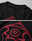 DOINDULGE Embroidered Eye Graphic Ribbed Long Sleeve T-Shirt