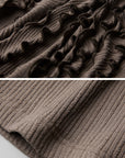 DOINDULGE Ruched High-Neck Rib Knit Top