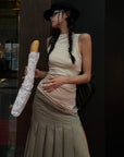 WARDEN EDGE Asymmetrical vest with skirt & pleated skirt set