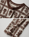 DOINDULGE Floral Grid Knit Sweater