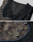 DOINDULGE Asymmetric Patchwork Textured Vest