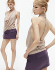 IAMXIAA バックレスドレープハルターニットトップ