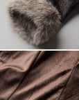 DOINDULGE Faux Fur-Trim Textured Jacket with Cross-Lace Details