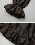 DOINDULGE Pleated Corset Waist Long Sleeve Maxi Dress
