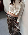 0122stepll Sheer Twisted Draped Satin Shirt