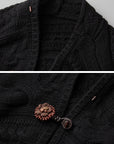 DOINDULGE Sculptural Cable-Knit Cardigan with Oversized Sleeves