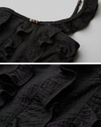 DOINDULGE Ruffled Off-Shoulder Crop Top