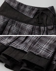 DOINDULGE Lace-Up Layered Pleated Mini Skirt