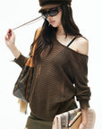 IAMXIAA Distressed Open Knit Oversized Sweater