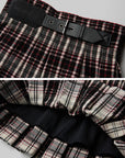 DOINDULGE Plaid Pleated Lace-Trim Mini Skirt