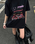 0122stepll スキ2000オーバーサイズグラフィックTシャツ