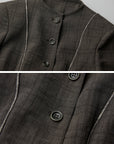 DOINDULGE Deconstructed Stand-Collar Paneled Trench Coat