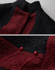 DOINDULGE Wool-Blend Contrast Panel Long Coat