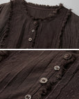 DOINDULGE Raw Edge Button-Front Draped T-Shirt