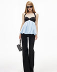 IAMXIAA Low-Rise Dark Wash Flared Denim Jeans with Clean Seam Wide Leg Fit